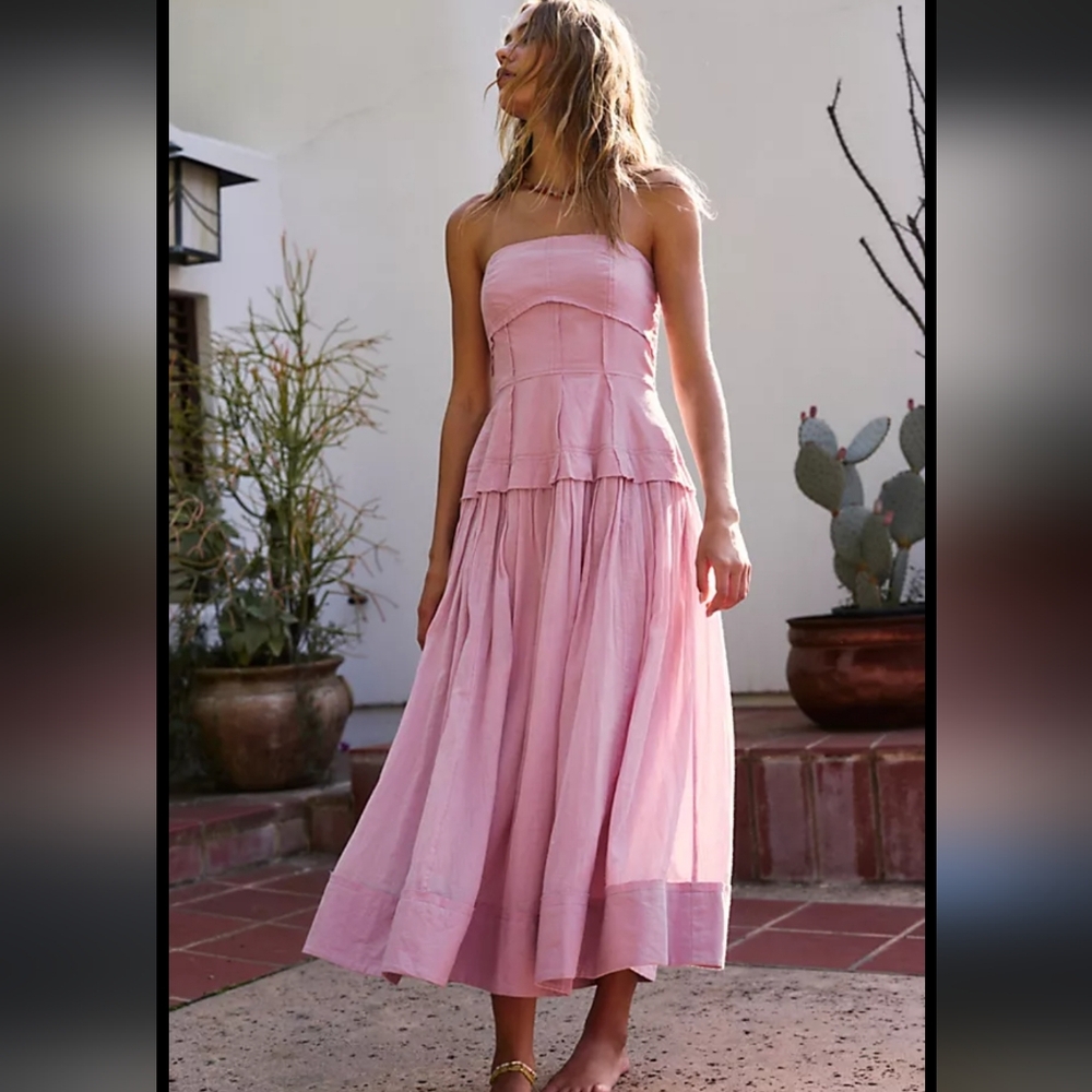 Free People Milan Midi Elegant  Strapless Dress Size Small NWT